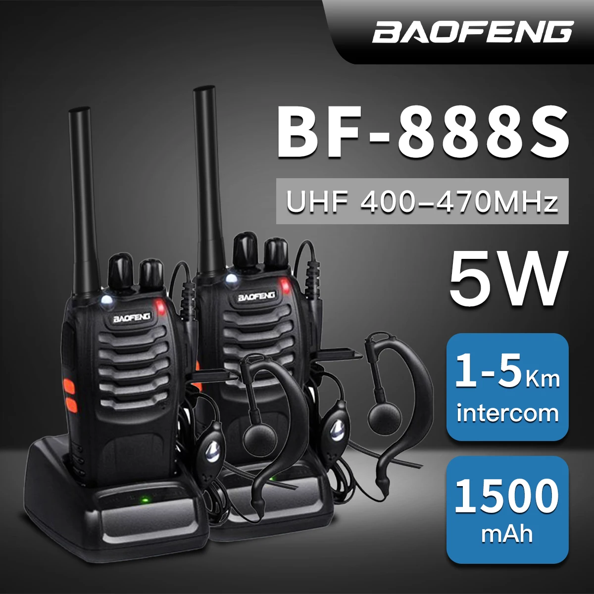 1/2 Stuks Baofeng Walkie Talkie Upgrade BF-888S Plus Lange Afstand Uhf 430-440Mhz Draadloze Kopieerfrequentie Type-C Oplader Twe 4