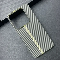 Ultra Thin Carbon Fiber Textured Shockproof Phone Case - Hard Back Cover for Mi 15 (Yellow)