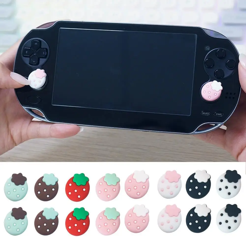 귀여운 딸기 모양 엄지 그립 캡 PSV1000 PSV2000 PSVita 미끄럼 방지 조이스틱 캡 버튼 보호대 게임 액세서리