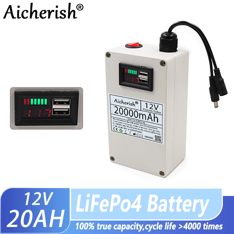 

New 12V 32700 Lithium Iron Phosphate Battery 12.8V 20Ah LiFePO4 Rechargeable Battery,Life Cycle 4000 Deep Cycles, Built-in BMS