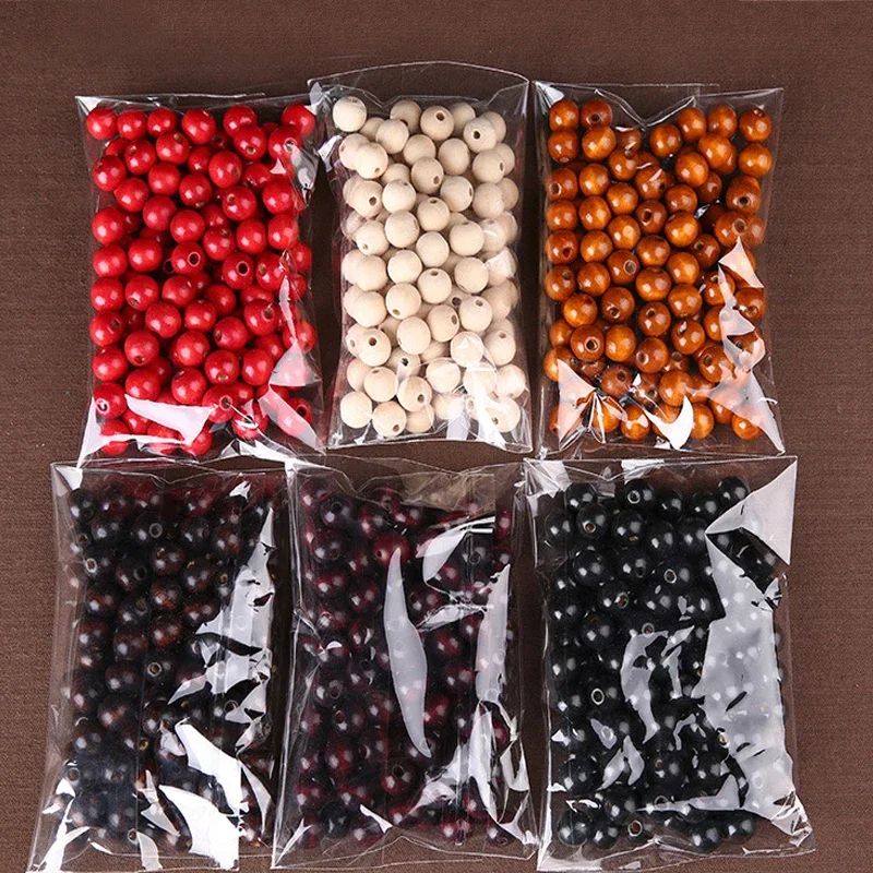 4mm-20mm 큰 구멍 라운드 천연 나무 친환경 느슨한 스페이서 나무 갈색 커피..