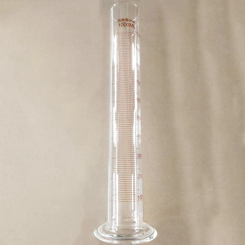 Soil settlement cylinder with silicone plug, Capacity 1000mL, A-level scale line, Borosilicate glass