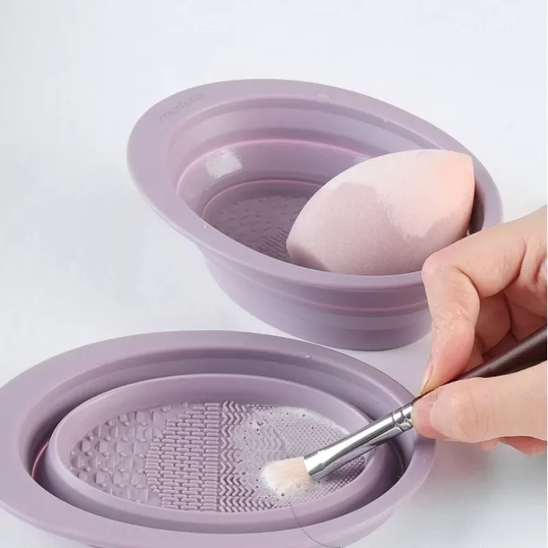 SoftSiliconeMakeupBrushFoldingCleaningBowlCleaningMatCosmetic