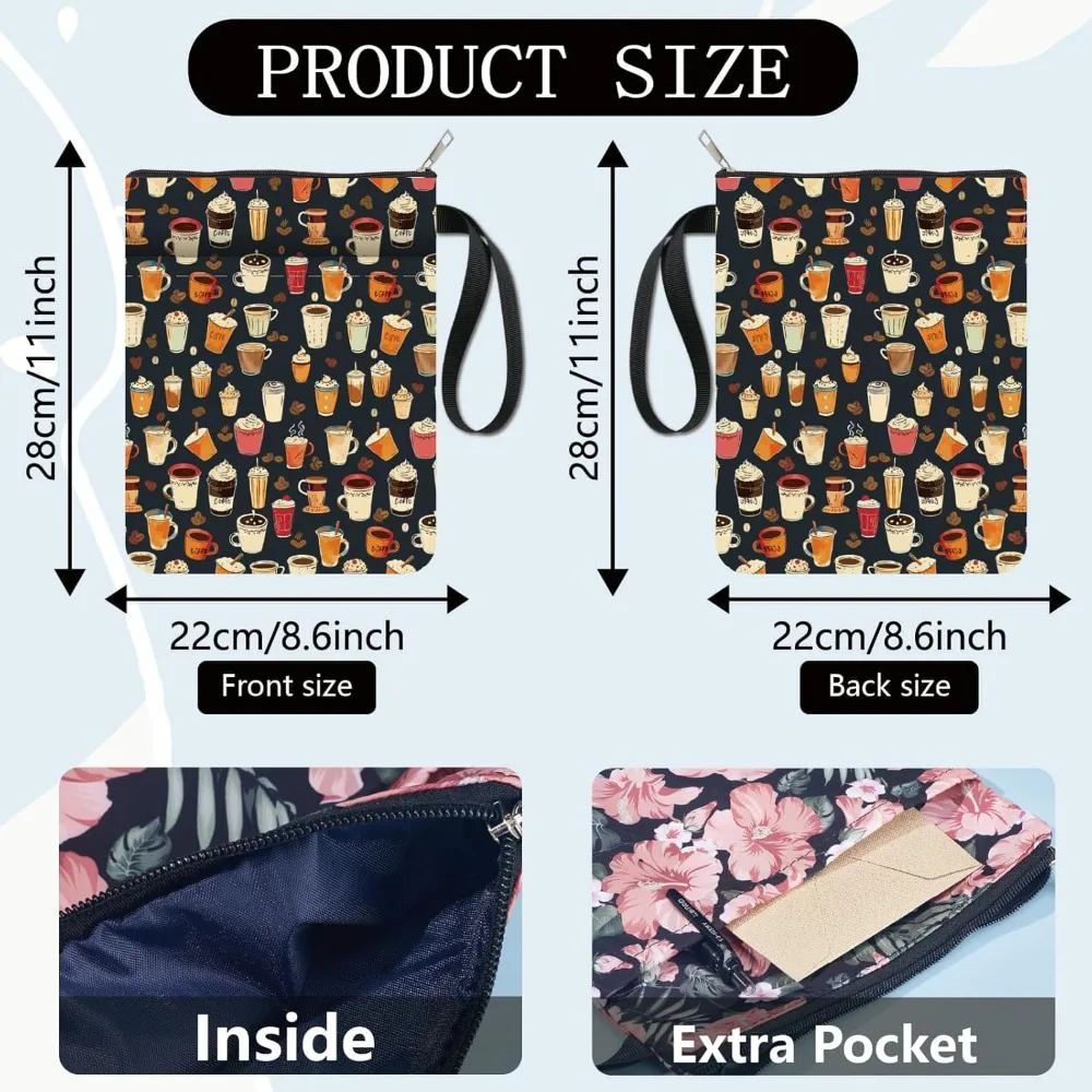 Coffee Book Covers Book Protector Book Sleeve for Paperbacks Washable Fabric Cloth Book Cover with Zipper and Extra Sleeve - 2