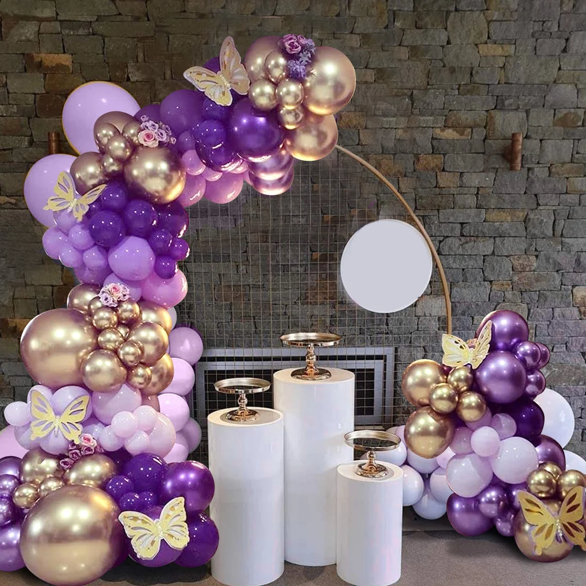 Purple Balloon Garland Kit Dark And Gold Arch Lavender Light Decoration