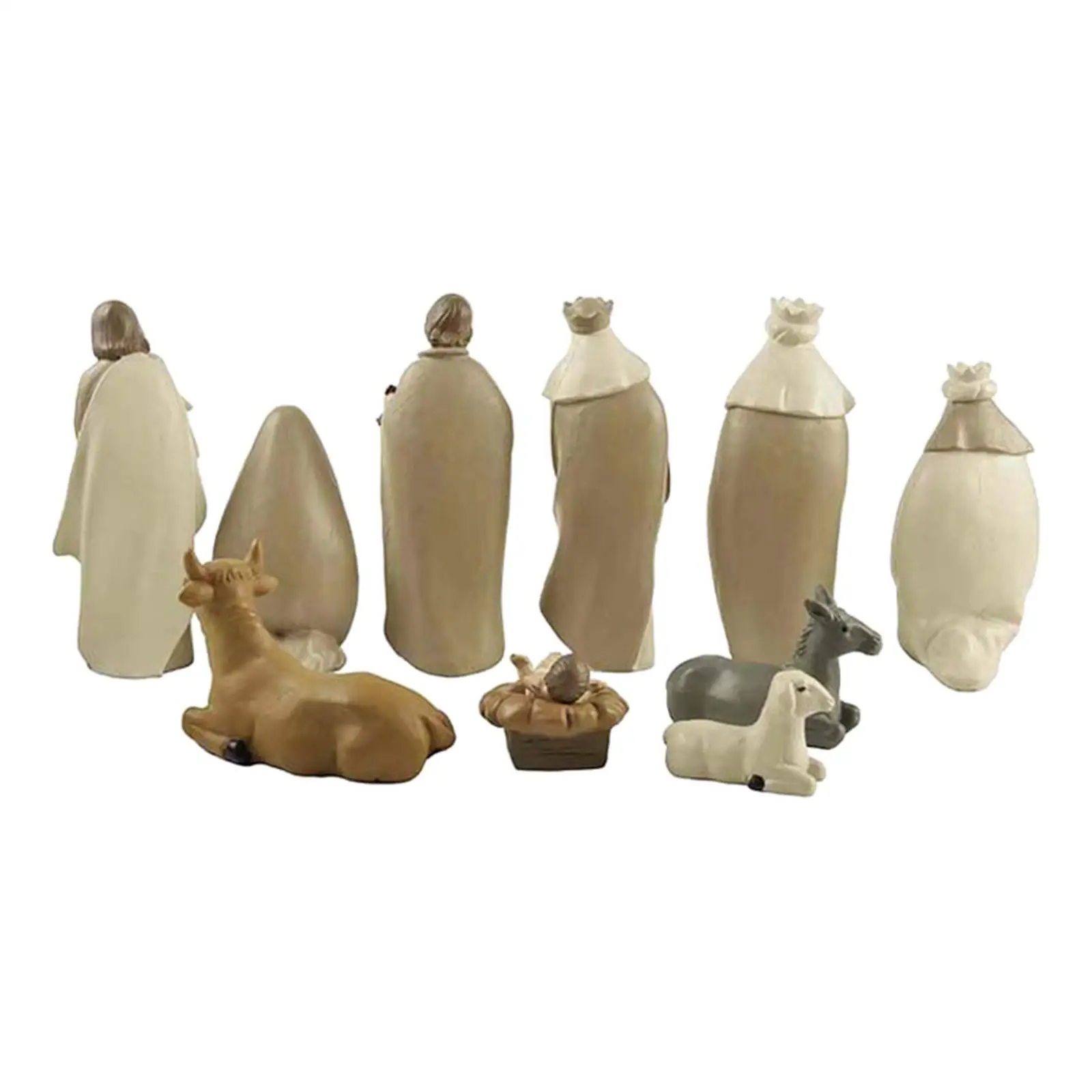 10x Resin Christmas Crib Figures Display Set Figures Baby Gifts