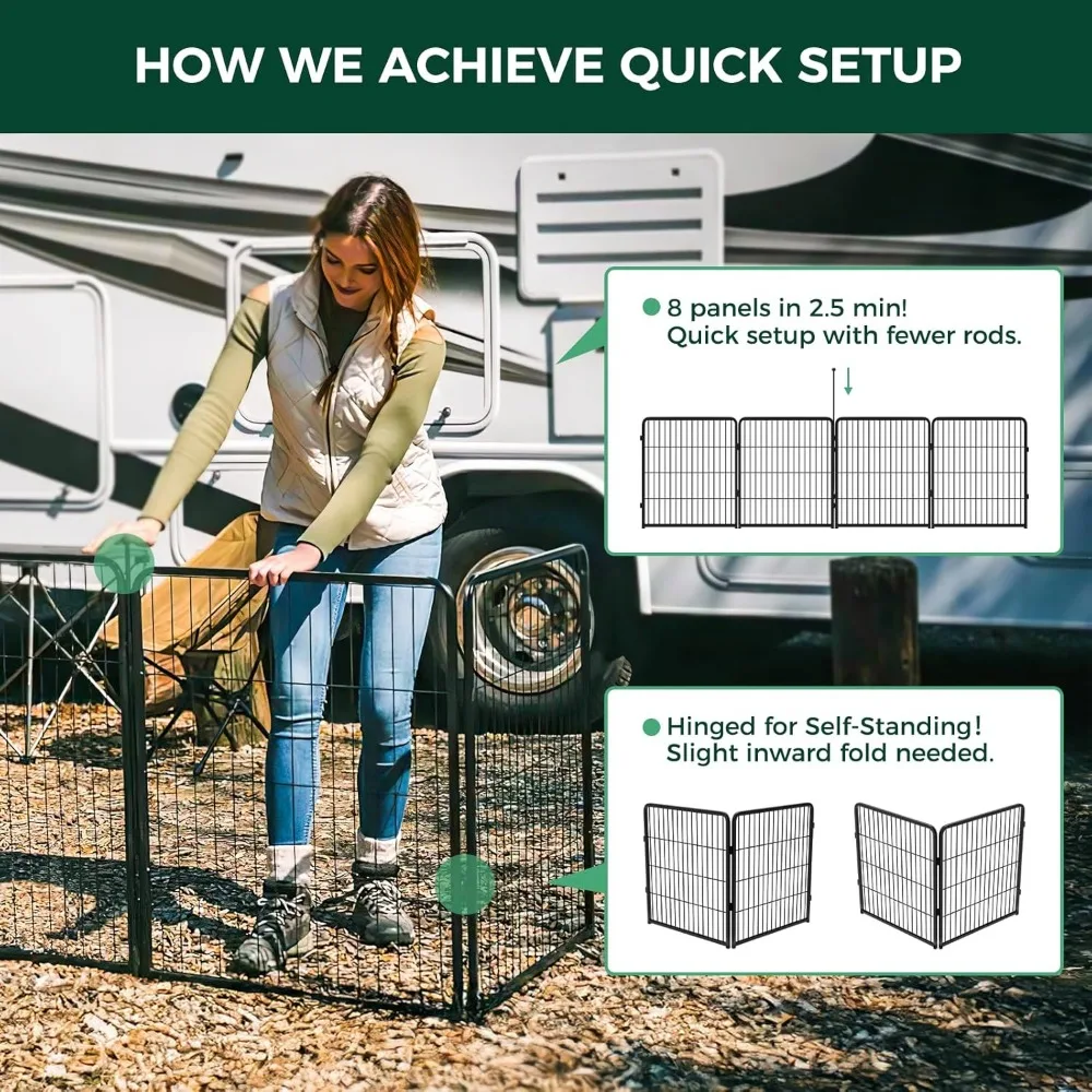 Instant Dog Playpen, Portable Pet Fence for Outdoor, RV Trips, and Camping, 32inch, 16 Panels for Small and Medium Dogs