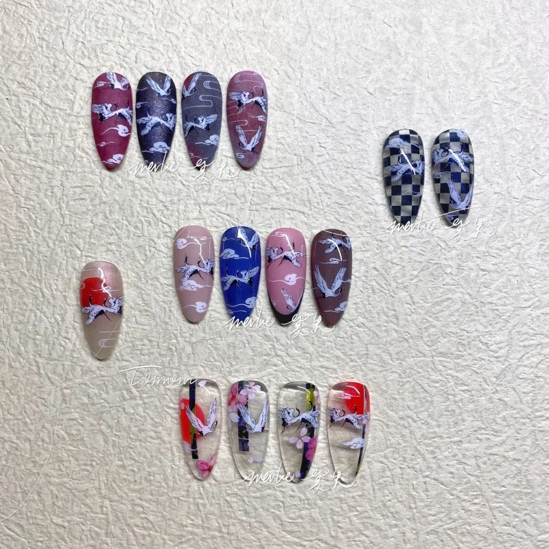 

[Meow.Sensei] Series Ms Moloss Cooperation Nail Stickers Paper National Style Nail Sticker National Style Cloud Crane Nail Stick