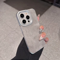 Vintage Cowboy Fabric Case - Luxury Jeans Bumper Armor Phone Cover - iPhone 15 Plus (GRAY)