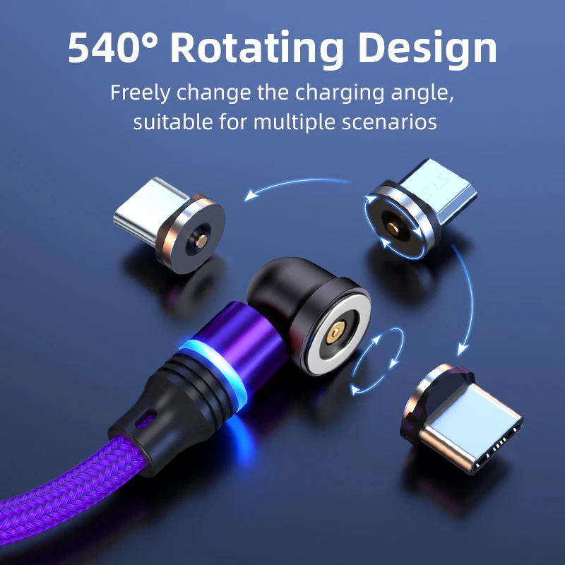 Magnetic USB-C Charging Cable - 540° Rotation | Available in 1M, 2M, 3M Lengths