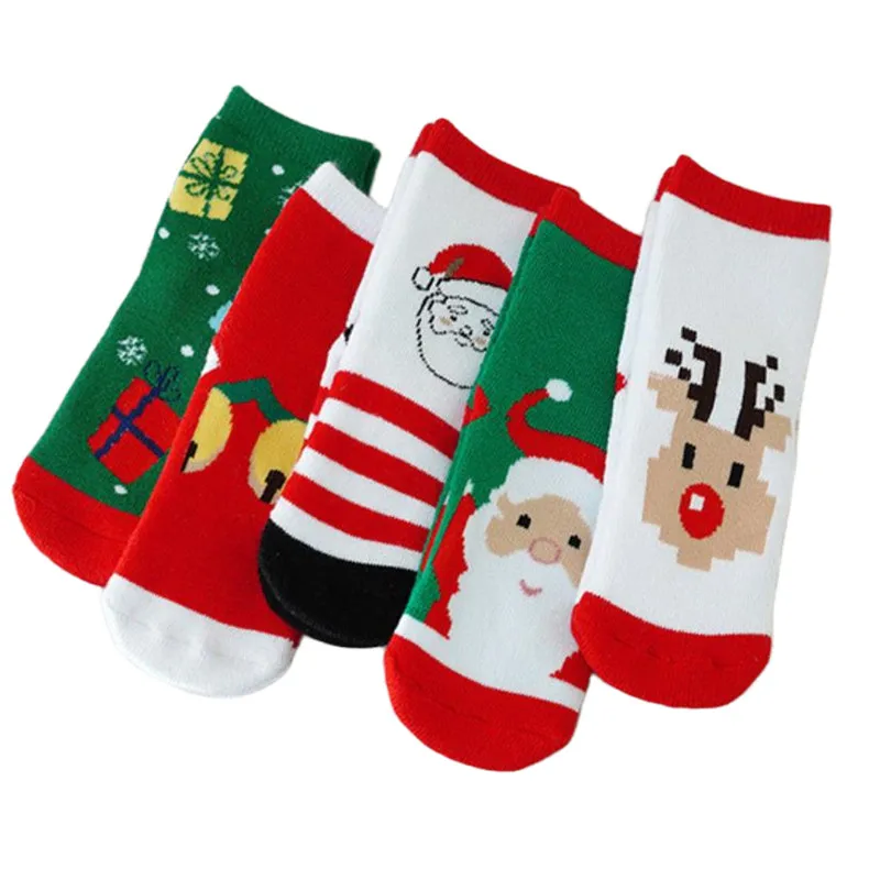 5 ¦/ ܿ ũ Socks  ũ Santa Claus Tree  ⼺ Solid β Socks   Girls Boys Kids 1-15 