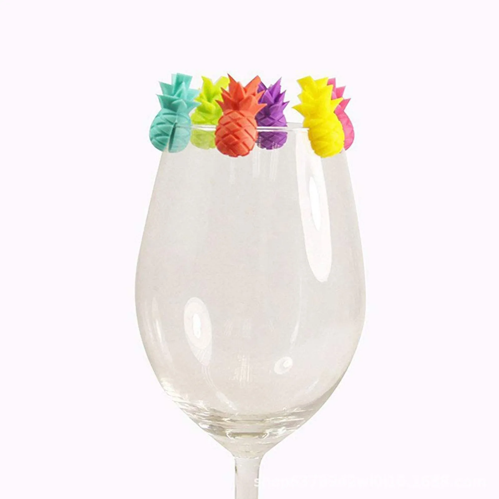 Oversized Mugs 6 Pieces Wine Glass Charms Drink Markers Cute Pineapple Glass Identifiers Silicone Swanky Swigs Juice Glasses glass identifiers