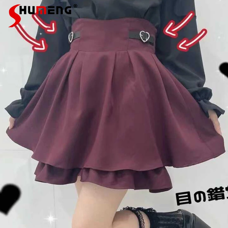 Japanese Sweet High Waist Short Skirt for Women 2024 Summer New Cute Mine Mass Production Slimming Pleated Short Skirt Ladies kids slippers boys indoor home autumn winter children cute dinosaur anti skid soft comfortable wrap heel bedroom floor shoes