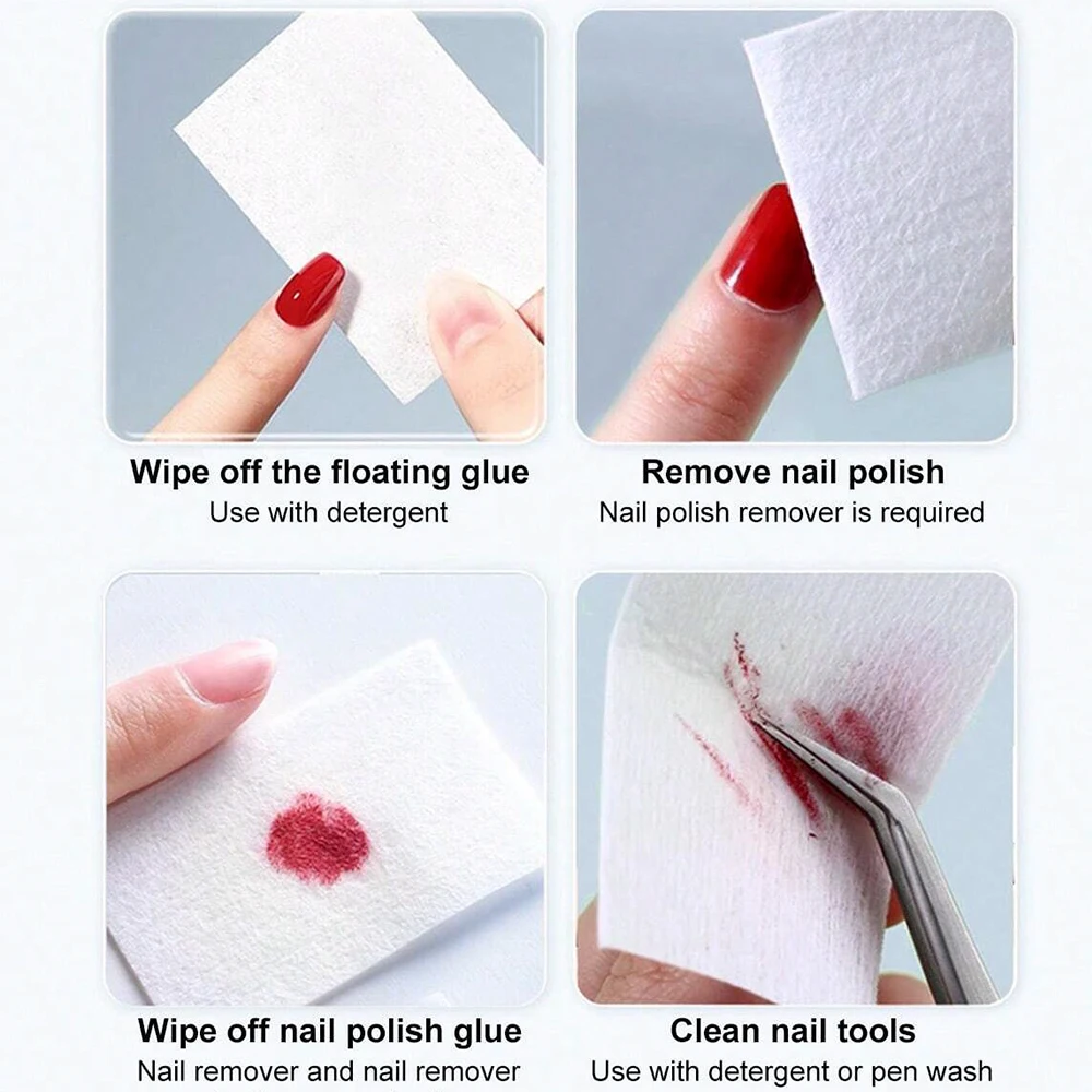 100/500/600/1000Pcs Professional 100% Nail Cotton Pads White Gel Polish Remover Paper Lint-Free Wipes Manicure Cleaning Tools *& 5