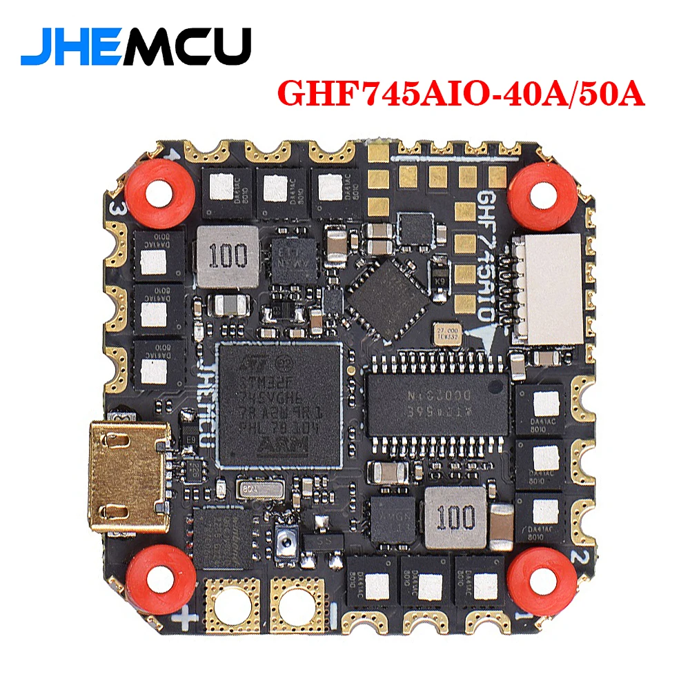 

JHEMCU GHF745AIO MPU6000 F745 Flight Controller BLHELI32 G071 40A / 50A 4in1 ESC 25.5X25.5mm 3-6S for FPV Freestyle Drone