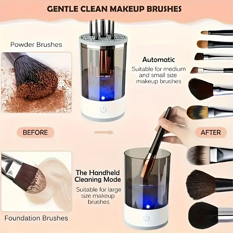 USB Powered Makeup Brush Cleaner, Odorless, Battery-Free, Essential Beauty Tool Accessory, Brush Washer and Dryer, Plug-and-Play
