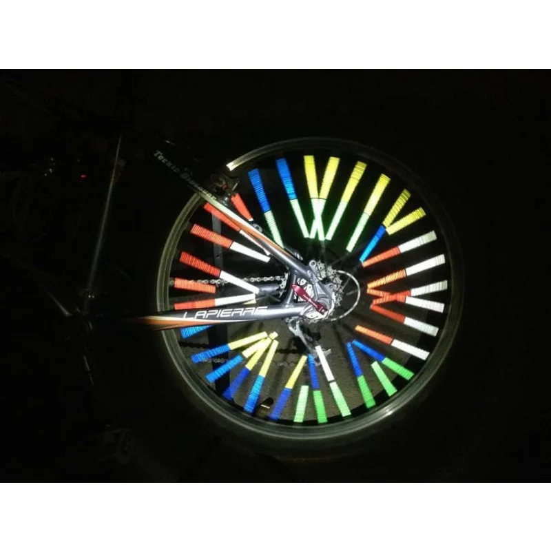 12pcs/set Reflective Warning Strip Bicycle Hot Wheel Wheel Reflective Strip Mountain Bike Rim Spoke bike accessories bicycle wheel stickers