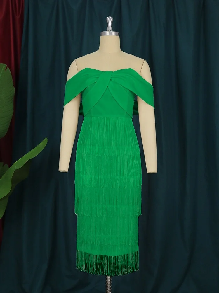 Wmstar Dress Women Wholesale Sexy Strapless Backless Fringed Dresses Flowing Plus Size for Woman Summer 2025 One Pieces Chothe