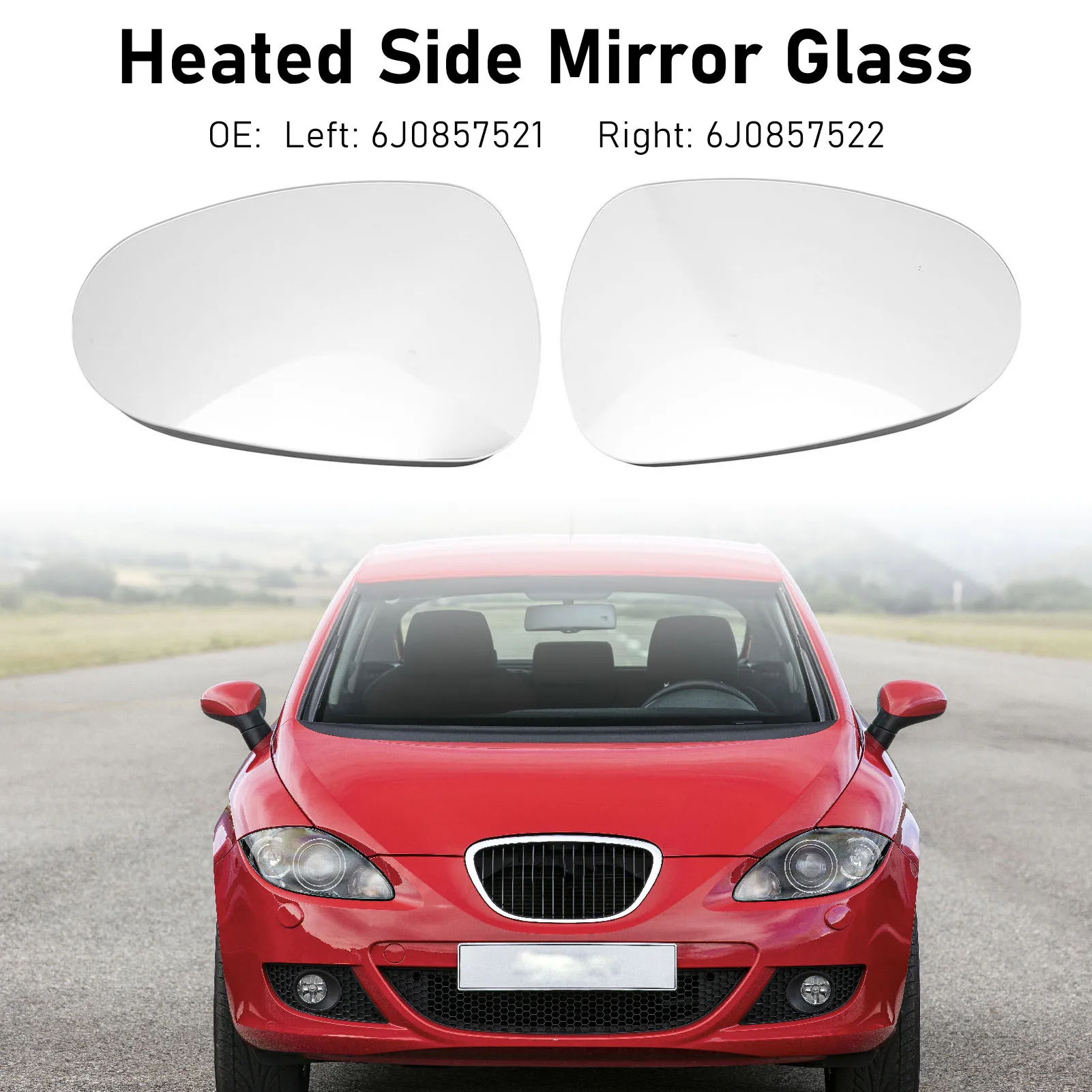 1 Pair of Side Mirror Glass Heated Rearview Mirror Glass 6J0857521 