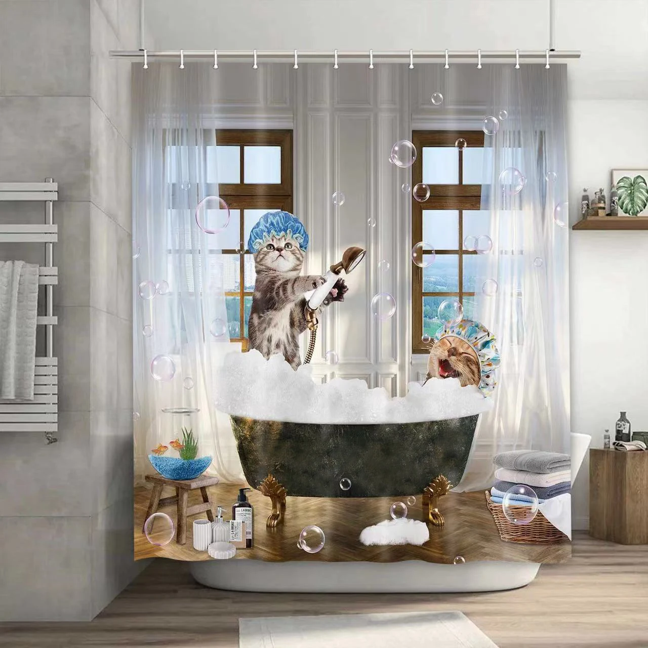 Cortinas de ducha divertidas para niños, animales lindos