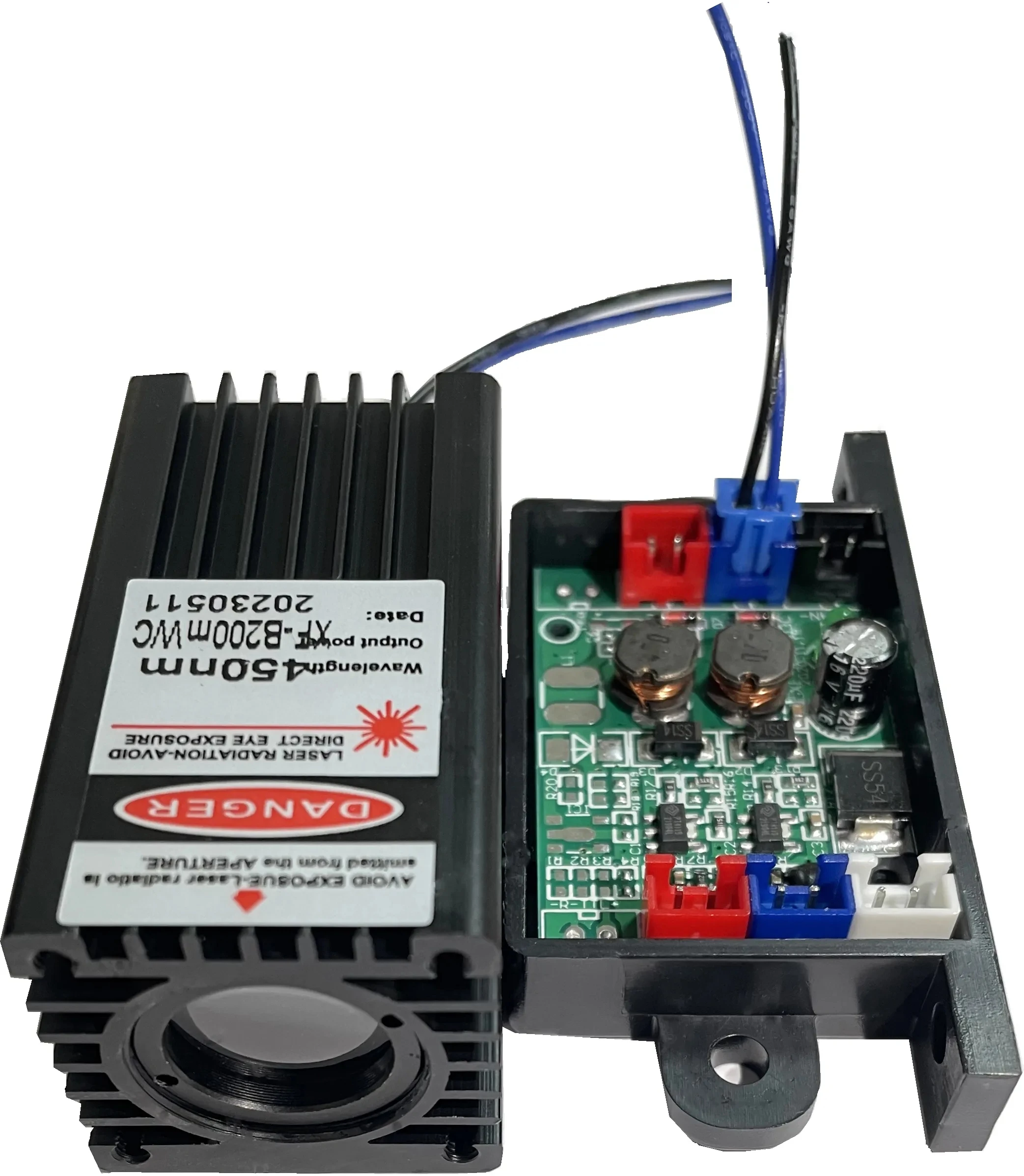무대 조명 레이저 다이오드 모듈, DJ TTL, 450nm 팻 빔, 200MW, 300MW, 500MW