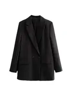Femmes Chic bureau dame Double boutonnage Blazer Vintage manteau mode col cranté à manches longues dames vêtements d'extérieur hauts élégants 5