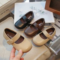 Girls Leather Shoes for Party Wedding Solid Color British Style Children Shallow Shoes Soft Sole Kids Princess Shoes 2024 New 2