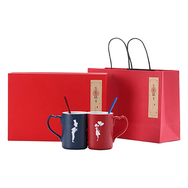 Coffee Couple Mug Set, Unique Funny Tea Ceramic Cup Set for Bride and Groom, Matching Gift for Birthday Anniversary Wedding