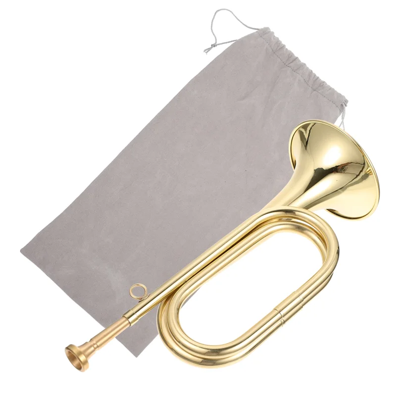Small Trumpet Bugle Brass Golden Horn Simple Beginner Wind Instrument For School Band Child Student-AT20