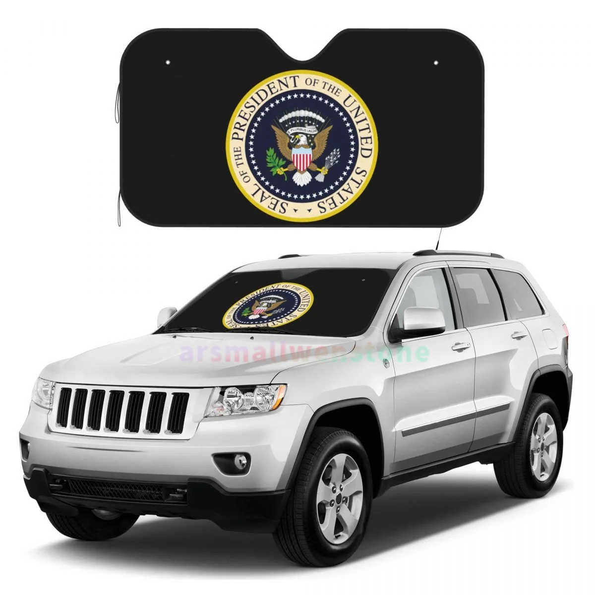 Seal Of The President Of The United States Car Reflective Sun Blocker Fits Small Sedans, Mini SUVs Standard Sunshade Car
