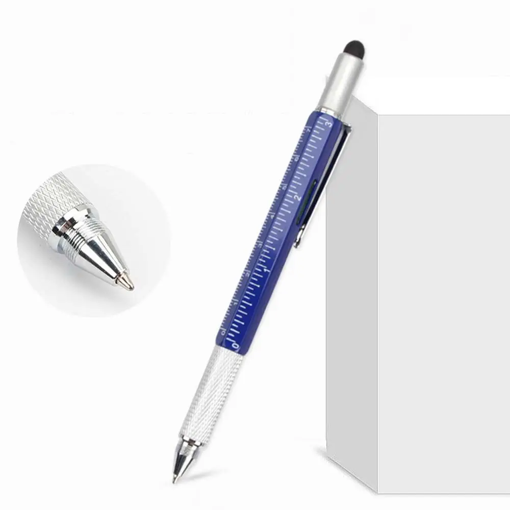 6 in 1 Capaciative pen Pen Tool Gadget Level Meter Cross Screwdriver Flat-blade Screwdriver Ballpoint Pen Replacement refill