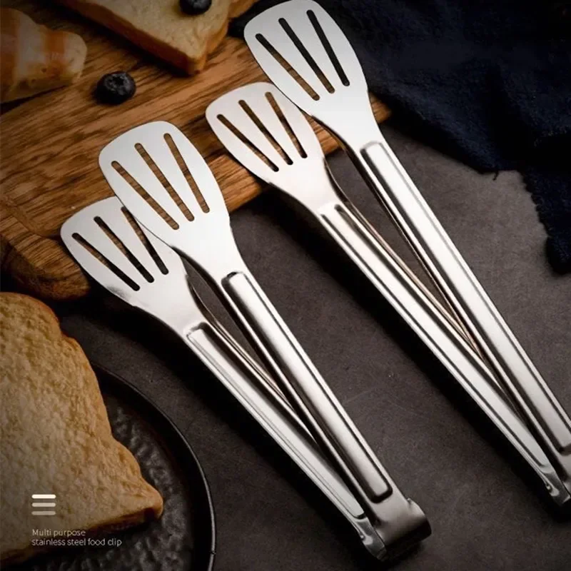 Stainless Steel Food Tongs BBQ Non Slip Barbecue Steak Clip Frying Fish Grill Bread Clips Cooking Tongs Kitchen Gadgets