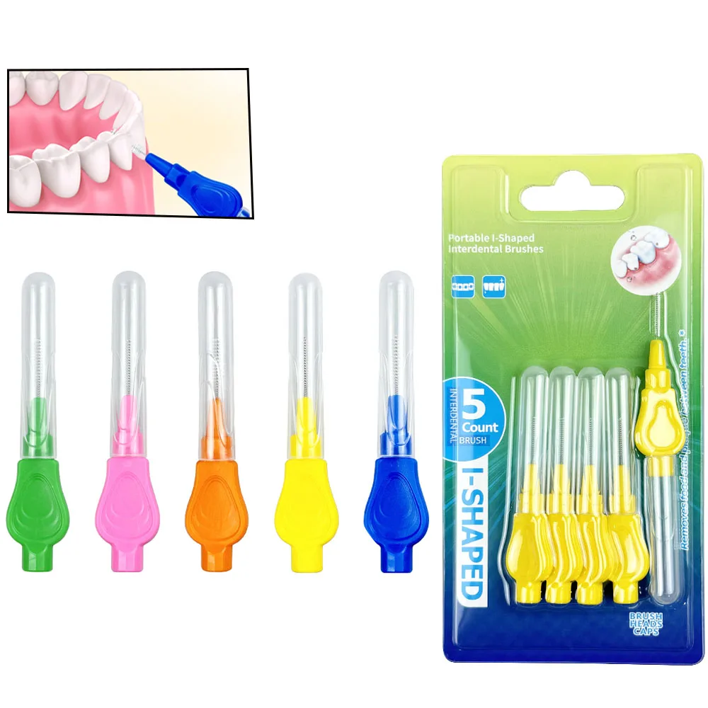 5 brossettes interdentaires en forme de I (0 mm) pour le nettoyage entre les dents, soins bucco-dentaires, orthodontie._voghion.com