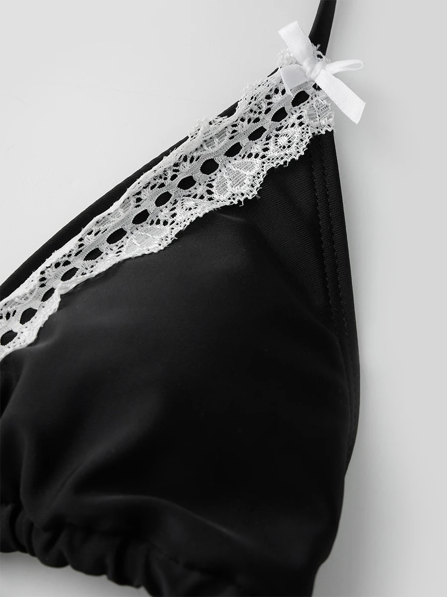 Women s Two Piece Bikini Set with Elegant Lace Detailing and Chic Halter Neck Design for Stylish Beachwear