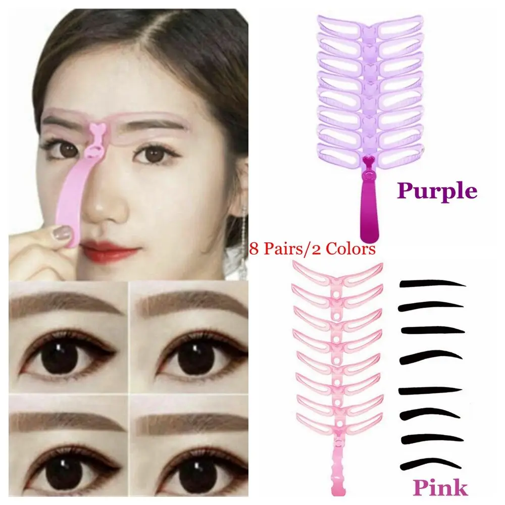 8 Pairs Women Eyebrow Stencil Kit Reusable Eyebrow Grooming Stencil Card Shaping Template Makeup Tools makeup tools eyebrow stencil tool eye makeup tools