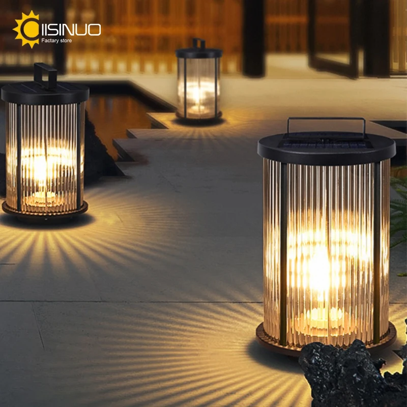 Solar Landscape Lamp Outdoor Portable Moveable Camping Light Cordless Rechargeable Outdoor Lighting for Garden Yard Lawn Walkway