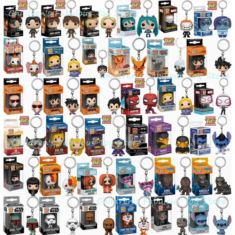 Llaveros Funko POP 2023 Dragon Ball Star Wars Llavero Spiderman Ataque a Levi Juguete STITCH Rick Kurama Todoroki Figura Juguetes