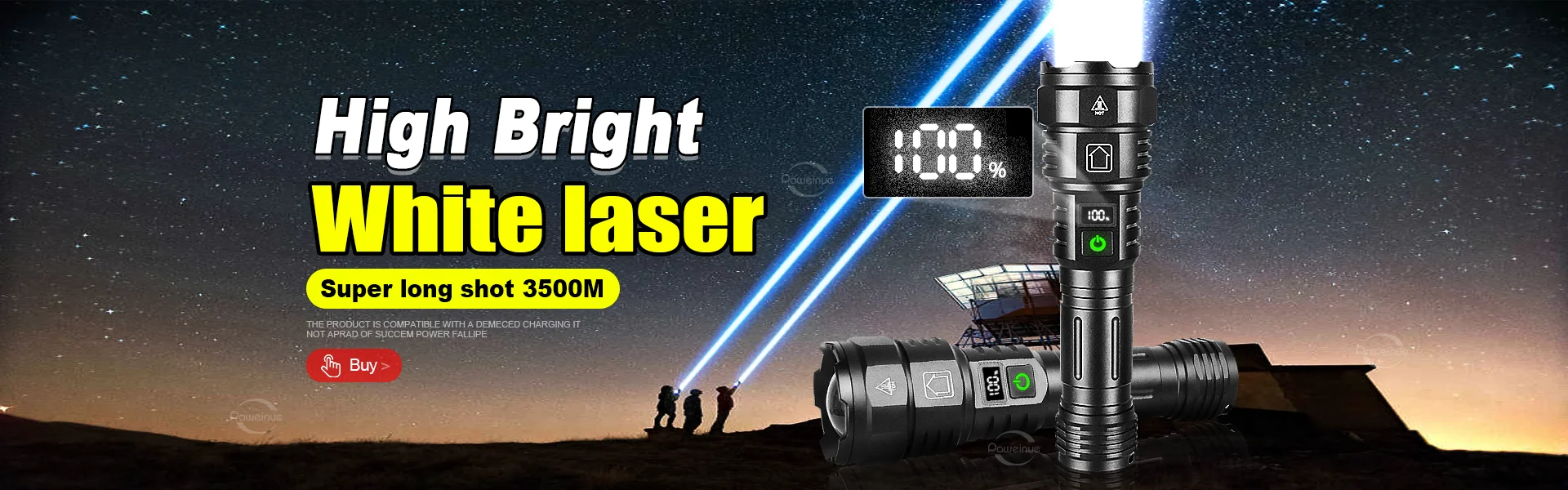 Description Picture 2 of item2024 Latest White Laser Flashlight Super Bright High Power Torch Rechargeable Outdoor Portable Hand Lamp Camping Lantern