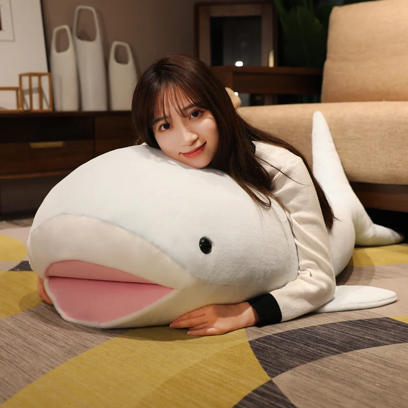 55/70/120cm Creative Giant Whale Plush Toys Cute Soft Lying Shark Pillow  Sleeping Cushion Stuffed Animal Dolls for Children Kids