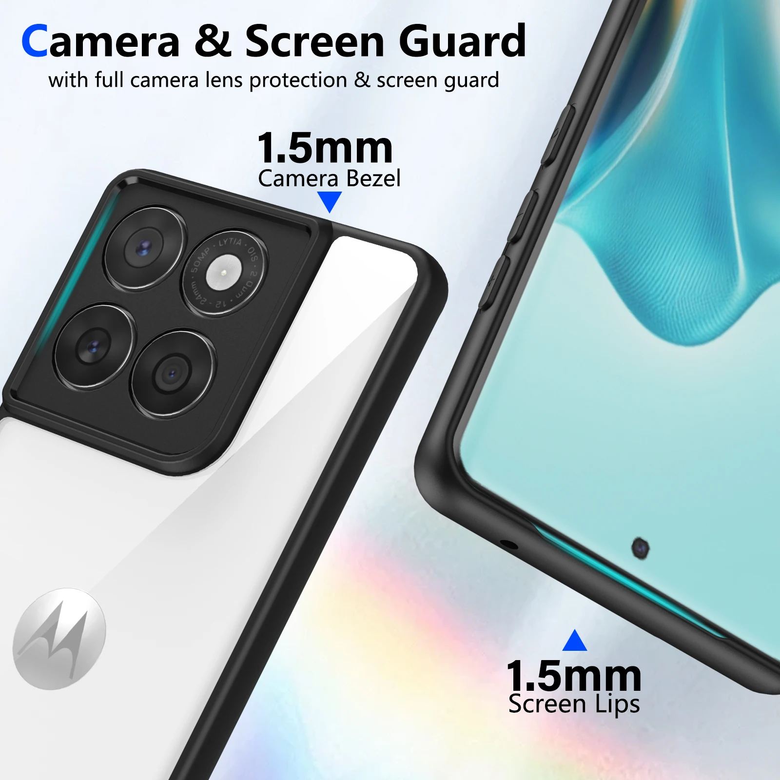 Clear Camera Lens Back Cover Phone Case - Fashion Edge Series