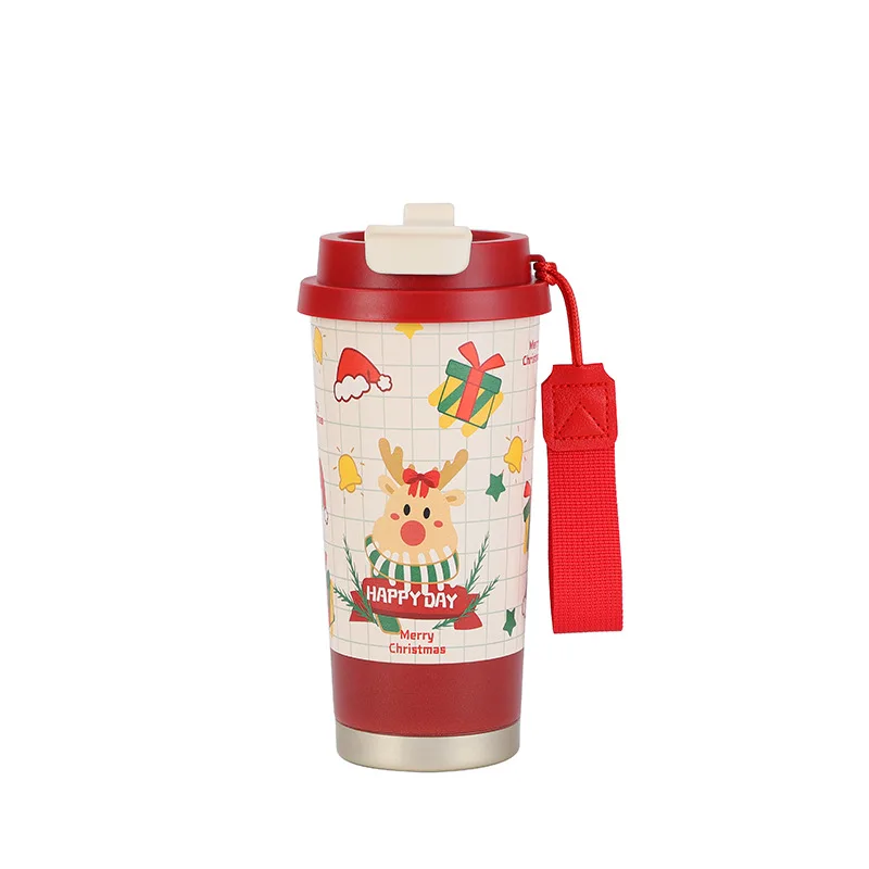 Hot 500ml Christmas Thermos Cup Coffee Mug 316 Stainless Steel Vacuum Flasks Cold Hot Insulated Xmas Gift Cup Santa Claus Mug