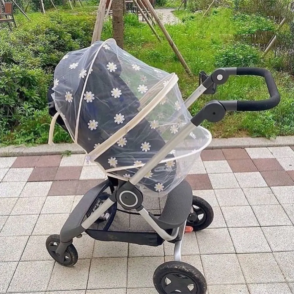 

Flower Daisy Stroller Mosquito Net Baby Stroller Accessories Summer Mesh Canopy Pushchair Zipper Curtain Buggy Net Pram Net