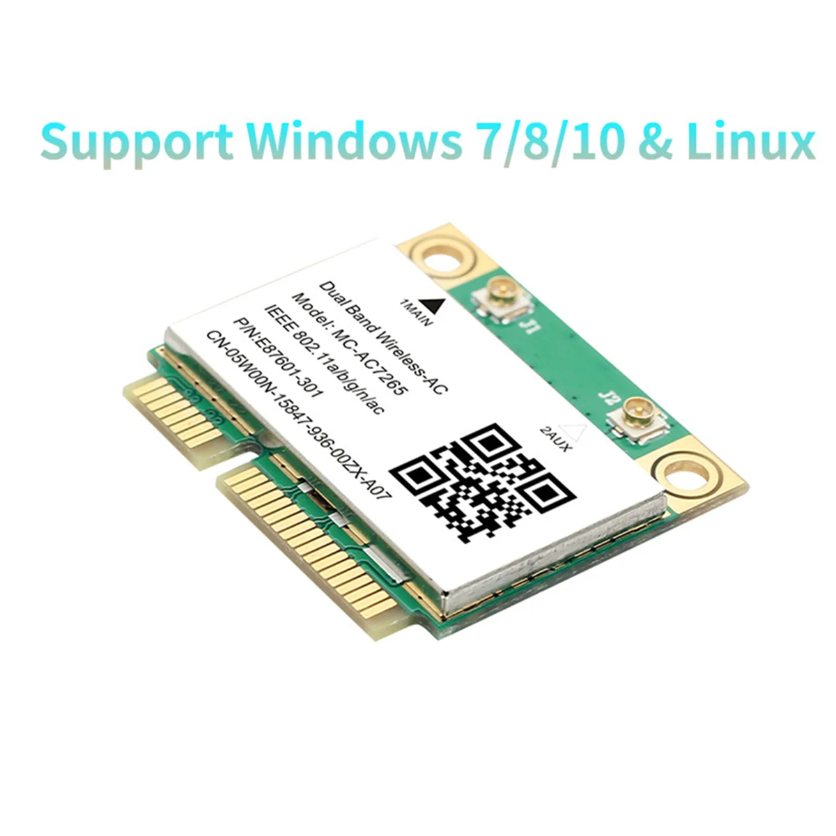 N162R 슈퍼 1200Mbps 블루투스 4.2 미니 PCI-E 와이파이 카드 -AC7265 무선 네트워크 카드 7265 802.11ac 2.4G 5Ghz 노트북용 7260HMW