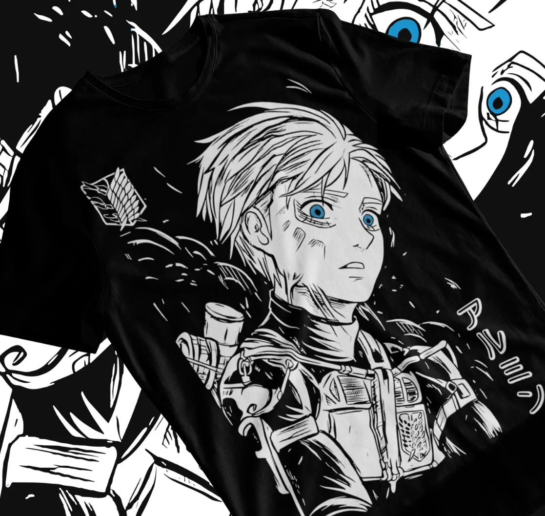 Armin T-shirt Attack On Titan SNK Horror Anime Eren Gift Black Shirt ...