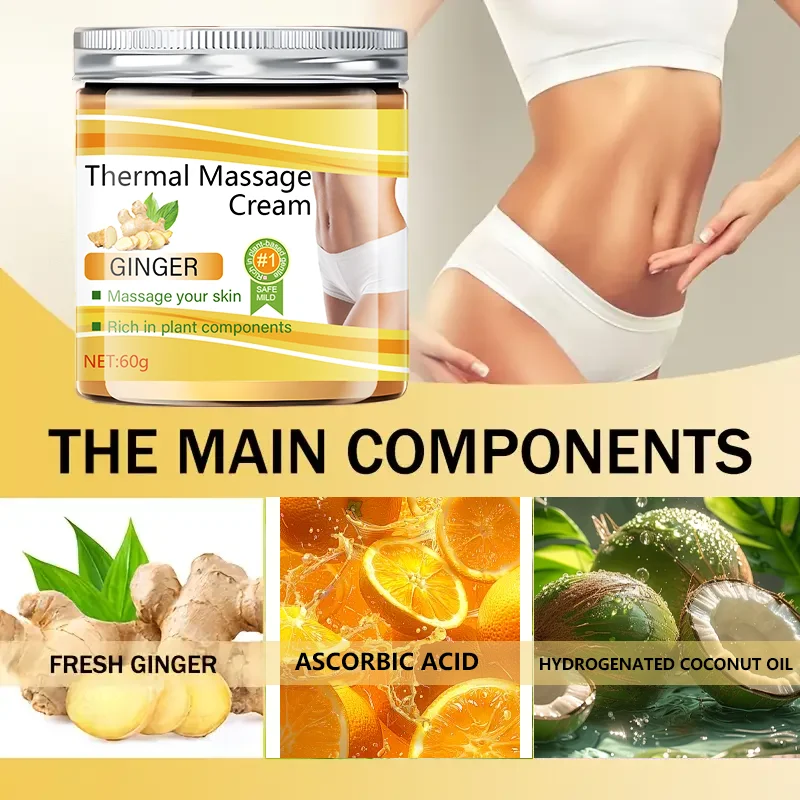 Crema idratante per il corpo allo zenzero da 60 g - Adatta per la crema da massaggio per il corpo, che può anche abbinare la cura della pelle allo stesso tempo, la struttura della crema è leggera e non grassa unisex, facile da assorbire 6