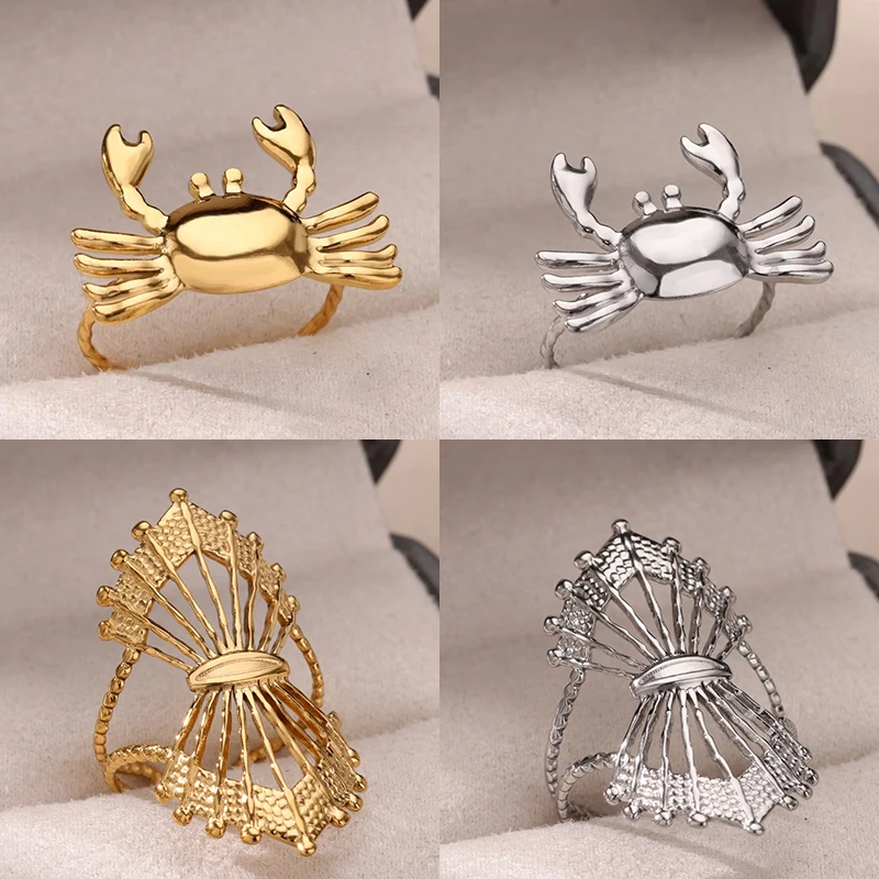 Stainless Steel Jewelry for Women Gold Color Cute Adjustable Ring