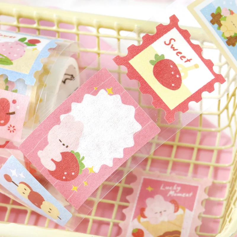 30mm * 3m 포레스트 스위트 프루트 하우스 시리즈 카와이 동물 꽃무늬 라벨 다이 커팅 테이프 DIY 스크랩북킹 재료