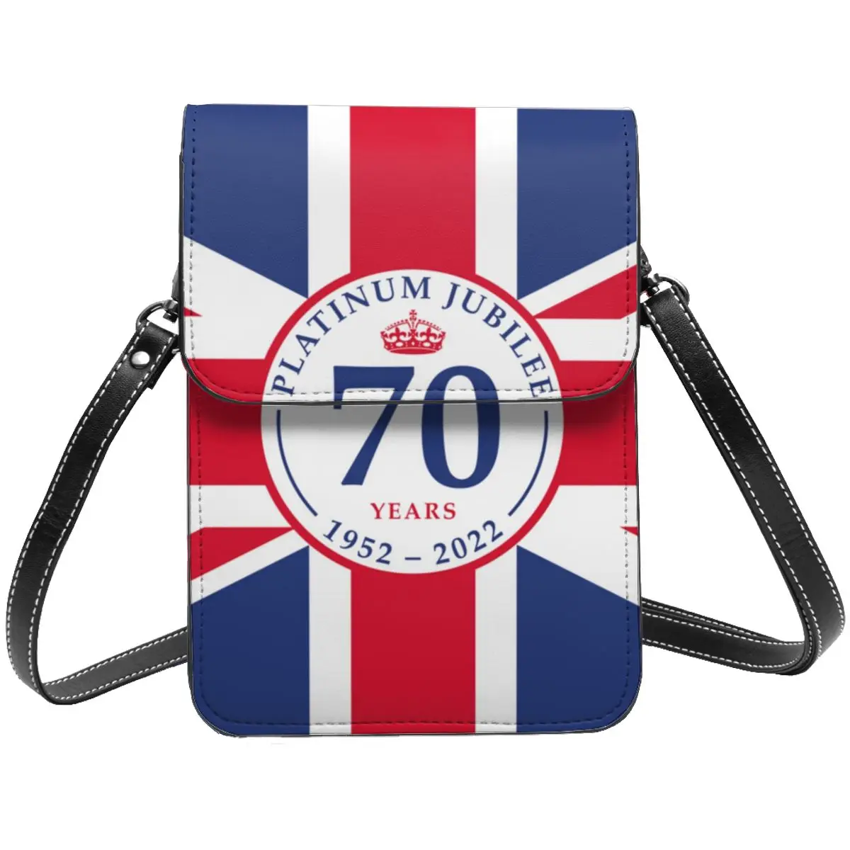 

Queen Elizabeth Platinum Jubilee Shoulder Bag UK Flag 70 years Fashion Reusable Mobile Phone Bag Leather Streetwear Woman Bags