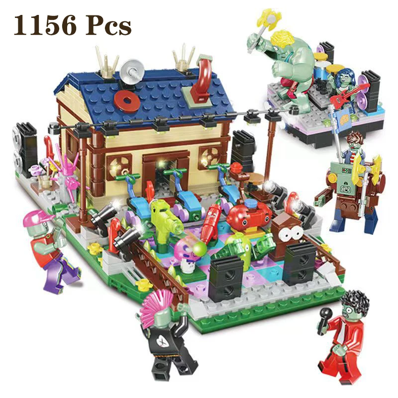 2284 pçs plantas vs zumbis batalha do fundo do mar céu bloco de construção tijolo kits conjunto peashooter gatling ervilha atirador figura brinquedo