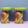 Kawaii Capybara Resin Toy Tabletop Storage Tray Cute Ornament Doll Cartoon Creative Lotus Leaf Tray Living Room Decoration Gift 2